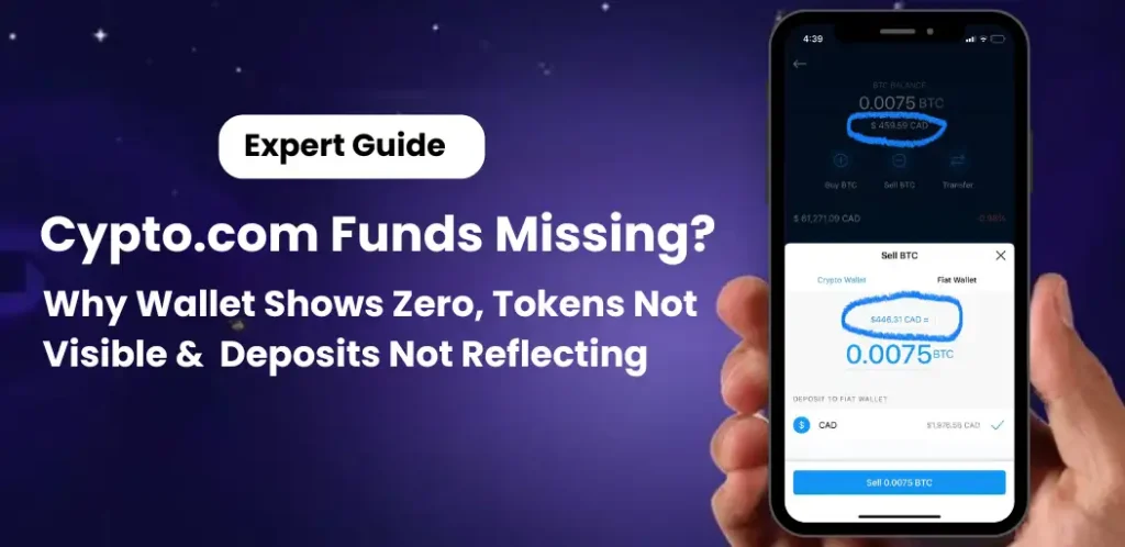 Crypto.com funds not showing error on wallet screen